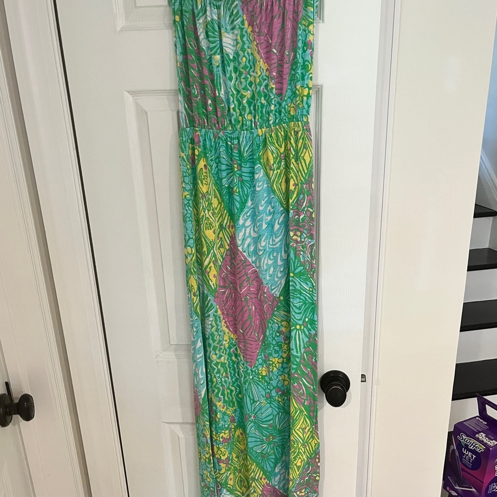 Strapless cinch waist Lilly Pulitzer maxi.